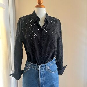 Coco & Shay 100% Cotton Eyelet Button Down Top
